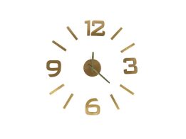 Ρολόι Τοίχου Αυτοκόλλητο σε χρυσό χρώμα, από πλαστικό, 50x2.5x50 cm