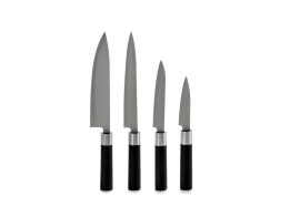 Kinvara Σετ μαχαίρια 4 τεμαχίων μεταλλικά, σε μαύρο χρώμα, 19.5x2x39 cm