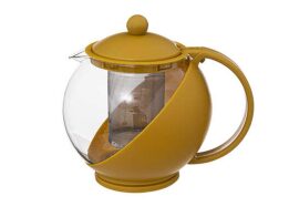 Γυάλινη Τσαγιέρα χωρητικότητας 1.25L με ενσωματωμένο φίλτρο σε 6 χρώματα, Tea pot Μουσταρδί