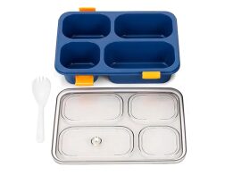 Aria Trade Φαγητοδοχείο Lunchbox χωρητικότητας 1.2Lt με Χωρίσματα από Πλαστικό σε Μπλε χρώμα, 24.7x18x6.5 cm
