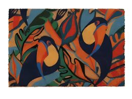 Πατάκι Χαλάκι Εισόδου με Σχέδιο Παπαγάλων από Κοκοφοίνικα και Πλαστικό, 40x60x0.5 cm