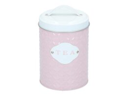 Βάζο για τσάι, μεταλλικό με καπάκι και λαβή, σε ροζ χρώμα, 10.9x10.9x18 cm