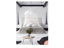 Κουνουπιέρα για Διπλό Κρεβάτι με Στεφάνι και Γάντζο σε Λευκό χρώμα, 51x2.70x138cm