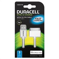 Duracell Καλώδιο Σύνδεσης USB 2.0 USB A to MFI Apple 30-pin 1m Λευκό