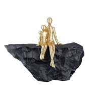 ARTELIBRE Διακοσμητικό Μητέρα Με Παιδί Πάνω Σε Βράχο Χρυσό/Μαύρο Polyresin 6x24x17cm