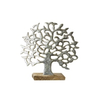 ARTELIBRE Διακοσμητικό Δέντρο Σε Βάση Ασημί/Φυσικό Αλουμίνιο/Ξύλο 8x38x37cm