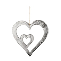 ARTELIBRE Διακοσμητικό Κρεμαστό Καρδιά Ασημί Αλουμίνιο 24x24cm