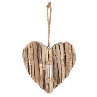 ARTELIBRE Διακοσμητικό Κρεμαστό Καρδιά Με Δοκιμαστικό Σωλήνα Φυσικό Ξύλο 3.5x21x22cm
