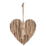 ARTELIBRE Διακοσμητικό Κρεμαστό Καρδιά Με Δοκιμαστικό Σωλήνα Φυσικό Ξύλο 5x30x30cm