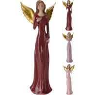ARTELIBRE Κορίτσι Άγγελος Με Μακρύ Ροζ Φόρεμα Και Χρυσά Φτερά Polyresin 87x53x220mm Σε 3 Σχέδια