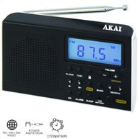Akai AWBR-305 Φορητό ραδιόφωνο παγκοσμίου λήψης με οθόνη και ρολόι - Μαύρο