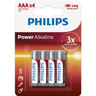 Philips Power Alkaline AAA LR03P4B/GRS Αλκαλικές μπαταρίες υψηλής απόδοσης 4τμχ