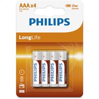 Philips Μπαταρίες Απλές LongLife AAA 1.5V R03L4B/10 Zinc-Chloride 4τμχ