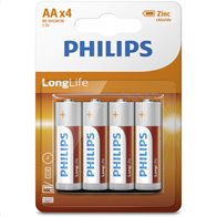 Philips Μπαταρίες Απλές LongLife AA 1.5V R6L4B/10 Zinc-Chloride 4τμχ