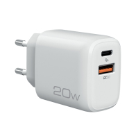 NOD Universal οικιακός φορτιστής USB-A QC3.0 & USB-C PD3.0 20W, σε λευκό χρώμα. NOD E-WALL AC20