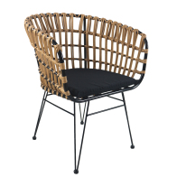 ArteLibre Καρέκλα Κήπου Aulius Μέταλλο/Rattan 57x60x78.5cm Φυσικό/Μαύρο