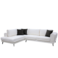 ARTELIBRE Καναπές Κρεβάτι Γωνιακός Αριστερή Γωνία SILVERTON Λευκό Με Μαύρα Μαξιλάρια 304x212x86cm