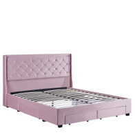 ARTELIBRE Κρεβάτι Διπλό ANNONA Ανοιχτό Ροζ Βελούδο (Στρώμα 160x200cm)