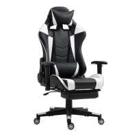 ESmarket Καρέκλα Γραφείου Gaming QLIK Λευκό/Μαύρο PVC 70x55x122-131cm