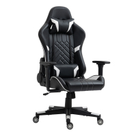 ESmarket Καρέκλα Γραφείου Gaming VIEW Μαύρο/Λευκό PVC 72x55x122-131cm