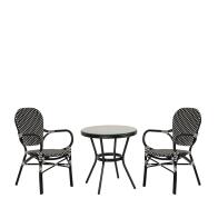 ArteLibre Σετ Τραπεζαρία Κήπου Burundi Μαύρο Αλουμίνιο/Γυαλί Με 2 Καρέκλες 14990233