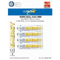 Heitech Επαναφορτιζόμενες Μπαταρίες AAA Ni-MH 700mAh 1.2V Heienergy 4τμχ