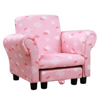 HOMCOM Πολυθρόνα με επένδυση για παιδιά με αφαιρούμενο υποπόδιο-ροζ