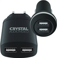 Crystal Audio Κιτ Φορτιστών USB Αυτοκινήτου-Σπιτιού CP2-2.4