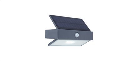 Lutec Ηλιακή Απλίκα Φωτιστικό LED 2,3W Arrow με Ανιχνευτή Κίνησης Εξωτερικού χώρου IP44 Σκούρο Γκρι