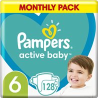 Pampers Active Baby Πάνες Με Αυτοκόλλητο No 6 13-18Kg Monthly Box 128τμχ
