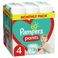 Pampers Pants Πάνες-Βρακάκι No 4 9-15Kg Monthly Box 176τμχ