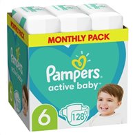 Pampers Active Baby Πάνες Μεγ. 6 (13-18kg) - 128 Πάνες - 81780943
