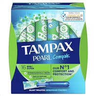 Tampax Ταμπόν Με Απλικατέρ Pearl Compak Silent Wrapper για Αυξημένη Ροή 16τμχ