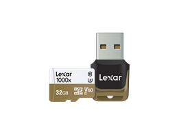 Lexar Professional 1000x microSDHC™ UHS-II cards (150MB/s) + reader 32GB