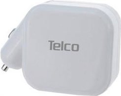 Telco Πολυφορτιστής USB Σπιτιού-Αυτοκινήτου Λευκός UP-19 2,1A