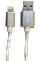 Simply Καλώδιο Data USB to MFI Lightning USB 1,5m Πλεκτό Ασημί