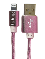 Simply Καλώδιο Data USB to MFI Lightning USB 1,5m Πλεκτό Ροζ