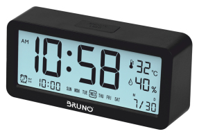 BRUNO ξυπνητήρι BRN-0128 με μέτρηση θερμοκρασίας και υγρασίας μαύρο