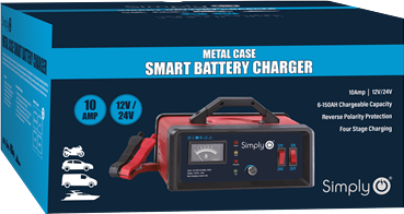 Simply Φορτιστής Μπαταρίας 12/24V 10Amp Metal Case