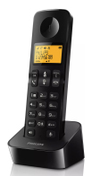 PHILIPS ασύρματο τηλέφωνο D2601B-34 με ελληνικό μενού μαύρο
