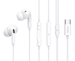 CELEBRAT earphones με μικρόφωνο E300 USB-C σύνδεση Φ10mm 1.2m λευκά
