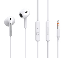 CELEBRAT earphones με μικρόφωνο G28 3.5mm σύνδεση Φ10mm 1.2m λευκά