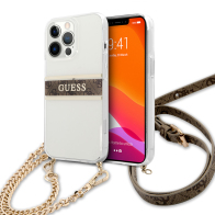 Guess Transparent Brown Stripe Hard Case Θήκη προστασίας για iPhone 13 Pro (Καφέ/Διάφανη)