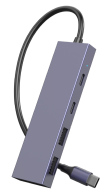 POWERTECH USB hub PTH-110 4x θυρών 10Gbps USB-C σύνδεση γκρι