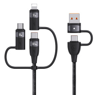 USAMS καλώδιο USB/USB-C σε 3 in 1 US-SJ646 PD 100W 2m μαύρο