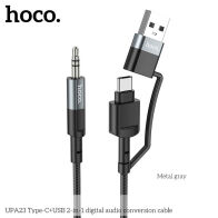 HOCO UPA23 Type-C+USB 2 σε ένα Καλώδιο ήχου Γκρι