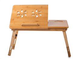 Ξύλινο Πτυσσόμενο Τραπεζάκι Laptop από Bamboo με ρυθμιζόμενο ύψος, 50x30 cm