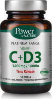 Power Of Nature Platinum Range Vitamin C+D3 Βιταμίνες για Ενέργεια & Ανοσοποιητικό 1000iu 1000mg 30 ταμπλέτες