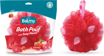 Vican Bath Pouf Σφουγγάρι με Πέρλες Σαπουνιού και Άρωμα Φράουλα σε Κόκκινο Χρώμα 1τμχ