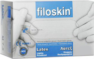 Filoskin Γάντια Λάτεξ Με Πούδρα L 100τμχ Λευκά